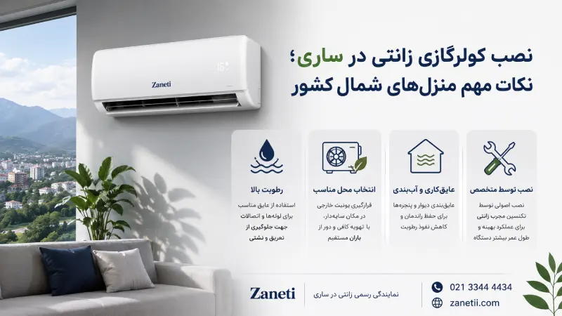 نصب کولرگازی زانتی در ساری؛ نکات مهم منزلهای شمال کشور