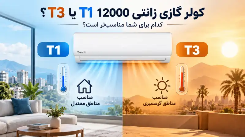 کولر گازی زانتی 12000 T1 یا T3؟ کدام برای شما مناسب‌تر است؟